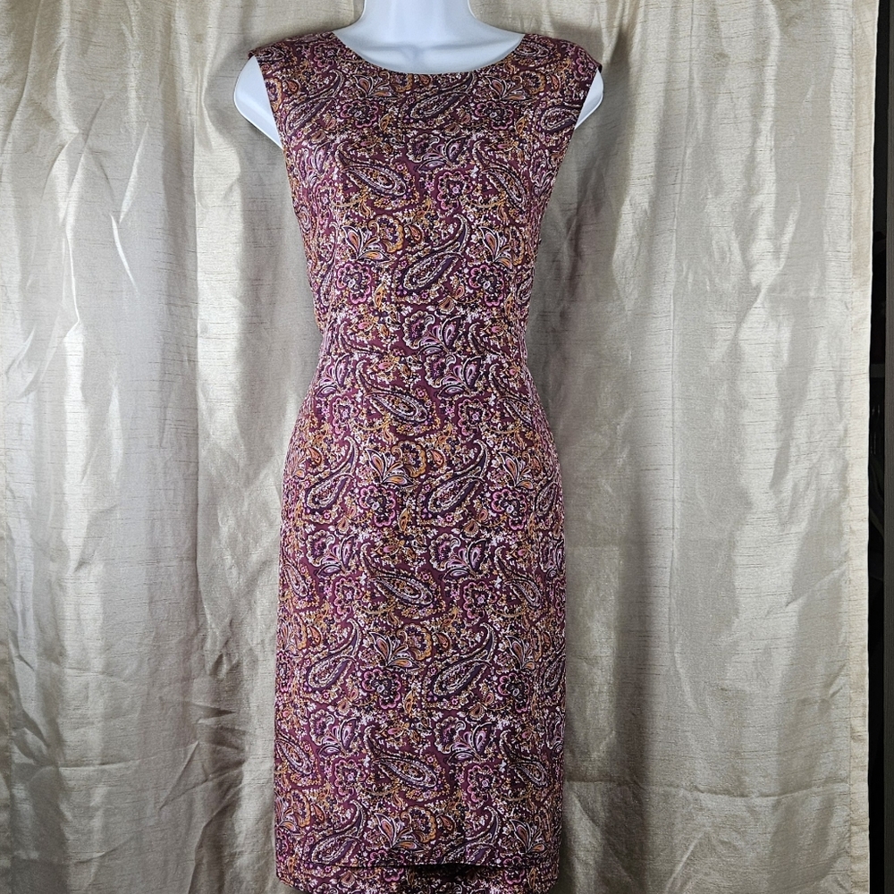 NWOT Garnet Hill purple pink floral paisley silk shift dress Womens 14 - Picture 8 of 8